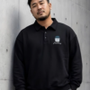 [ 長袖TEE ] 老爹寬鬆純棉長袖休閒Polo/黑