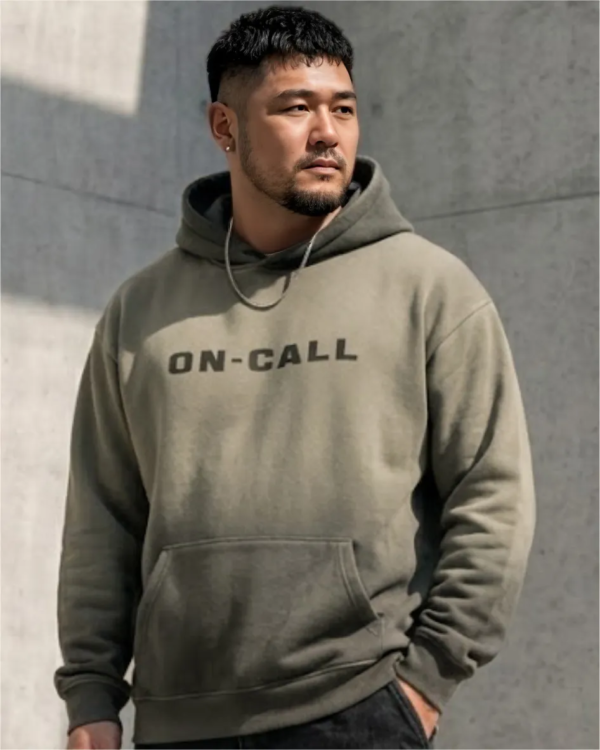 🎈零碼特價🎈[ 長袖帽TEE] ON-CALL水洗落肩漸層復古保暖帽TEE/淺駝(剩下4XL)