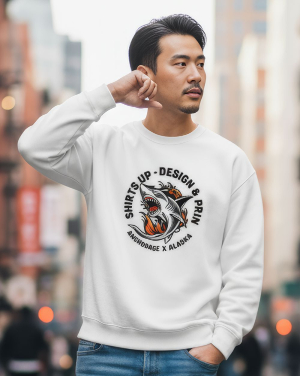 [ 大學TEE ] 鯊魚主宰/落肩寬鬆棉TEE/白色