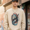 [ 大學TEE] 喵武者/落肩寬鬆重磅長袖棉TEE/杏色