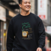 🎈零碼特價🎈[ 長袖TEE ] 咖啡生活/落肩寬鬆斜紋長袖TEE/黑色(剩下6XL)