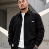 [ 長袖襯衫]純棉美式休閒襯衫/黑色