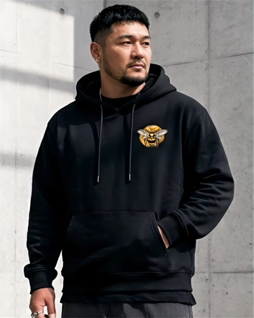 🎈零碼特價🎈[ 長袖帽TEE] 大黃蜂/保暖加絨版/黑色(剩下4XL)
