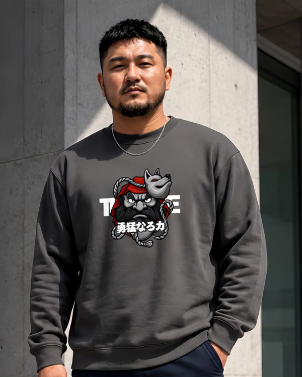 [ 大學TEE] 達摩無懼/落肩寬鬆重磅長袖棉TEE/深灰