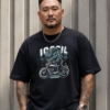 [ 短袖TEE ]街頭暴龍/落肩款 / 冰瓷棉 / 黑色