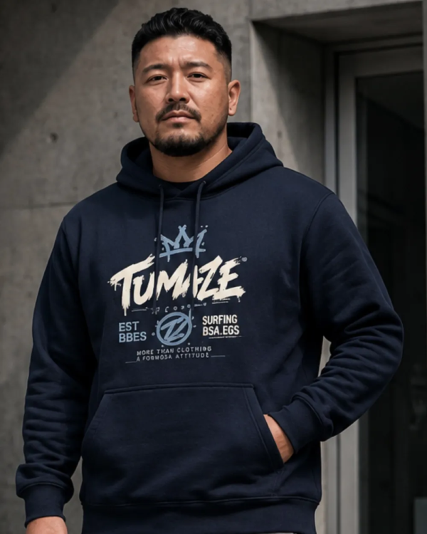 [ 長袖帽TEE] 街頭本色保暖加絨版帽TEE / 藏青色