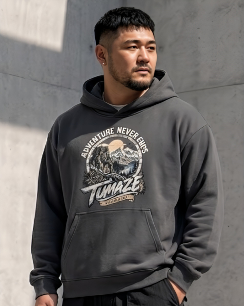 [ 長袖帽TEE] 山林冒險純棉帽TEE / 岩灰
