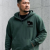 [ 長袖帽TEE]純棉半開襟連帽TEE / 綠色