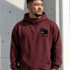 [ 長袖帽TEE]LOGO純棉半開襟連帽TEE / 紅色