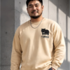 [ 大學TEE] 品牌小LOGO/落肩寬鬆重磅長袖棉TEE/杏色